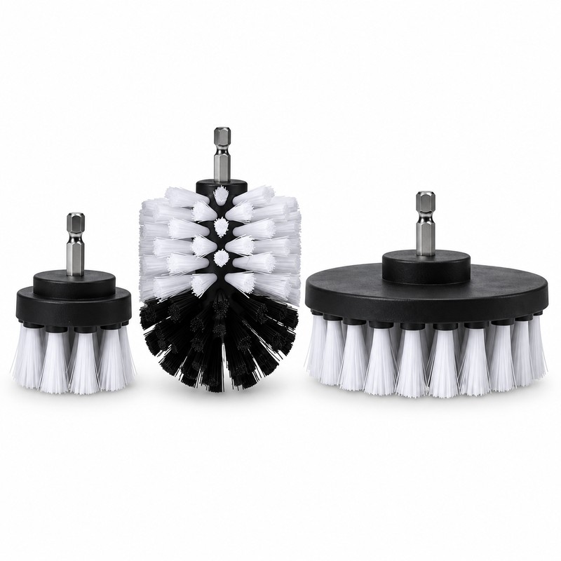 3-Piece Drill Brush Attachment Set, Nylon Power Scrubber Brushes for