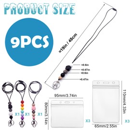 BUPOGAKE Retractable Lanyard Set with ID Holders – Elegant Beaded Lanyards for Women & Teachers, Superior Retractable Key Chain, Badge Holder, ID Badge Lanyard – Set of 3