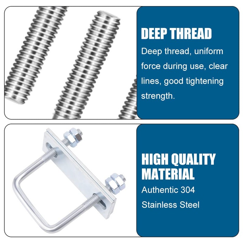 U-Bolts 4pcs Square Brackets U Bolts U-Clamp M8 Bolts U-Bolts