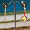 ANDPAI Cooking Baking Chef Charms Earrings Frying Pan Fried Egg