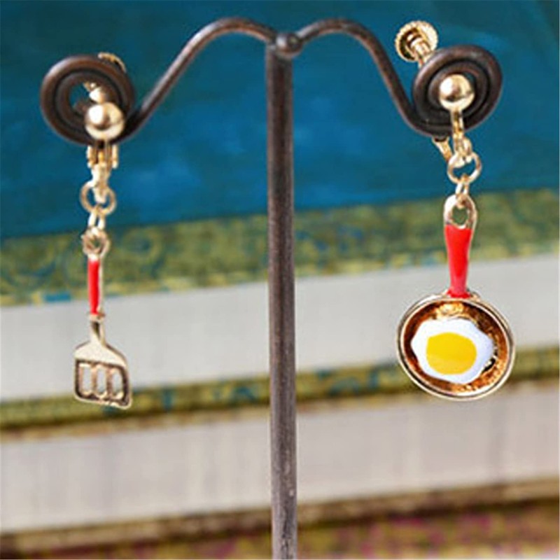 ANDPAI Cooking Baking Chef Charms Earrings Frying Pan Fried Egg