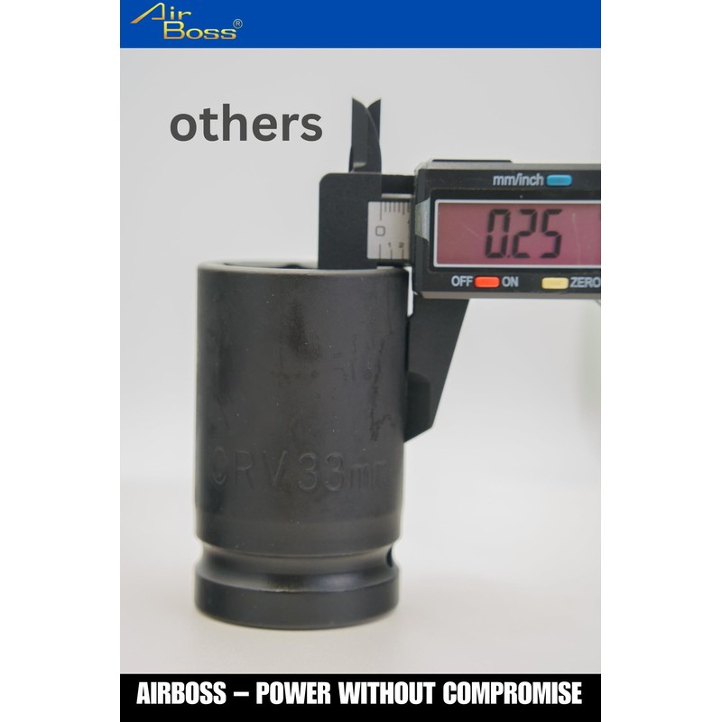 AirBoss 33MM 1" Drive CR-MO Steel DEEP 6 Point, Radius