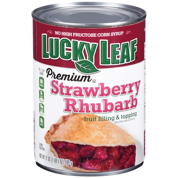 Lucky Leaf Pie Filling & Topping 21oz Can (Pack of 4) (Premium Strawberry Rhubarb)