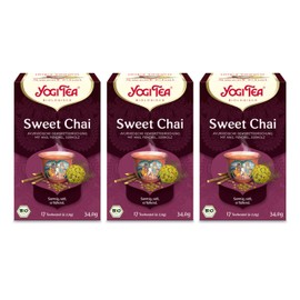 Yogi Tea - Sweet Chai, Ayurvedic Organic Spice and Herbal Tea, Naturally Caffeine-Free, Blend of Anise, Fennel and Licorice, Yogi Tea Pack of 3, 3x17 Bags (51 Tea Bags Total)