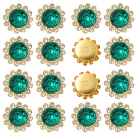 200PCS 12MM Sew on Rhinestones Crystals Gems Sunflower Claw Rhinestones Metal Base Dk.Green Crystal Flatback Glass Rhinestones for Crafting Clothes Shoes Hats Bags Jewelry Sewing Accessories