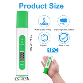 TDS Meter Digital Water Tester LCD Hand Held Digital Test Pen with 0-9990 PPM Measurement Range 2% Reading Accuracy Portable for Drinking Water Tap Water Well Aquarium Farming (Green)