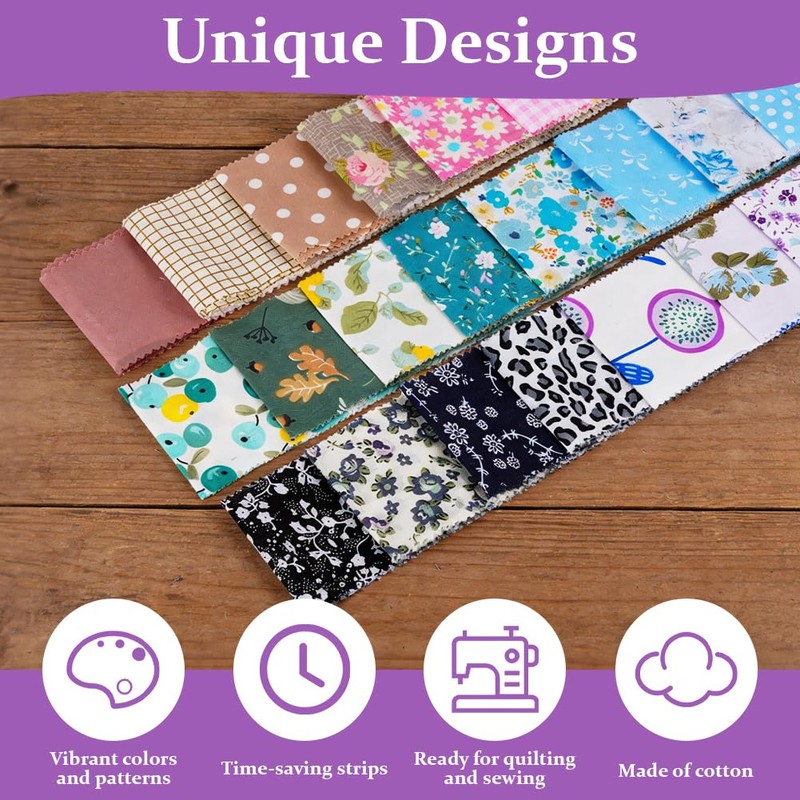 AOOSA Jelly Roll Fabric Strips for Quilting, 40 Strip 2.5