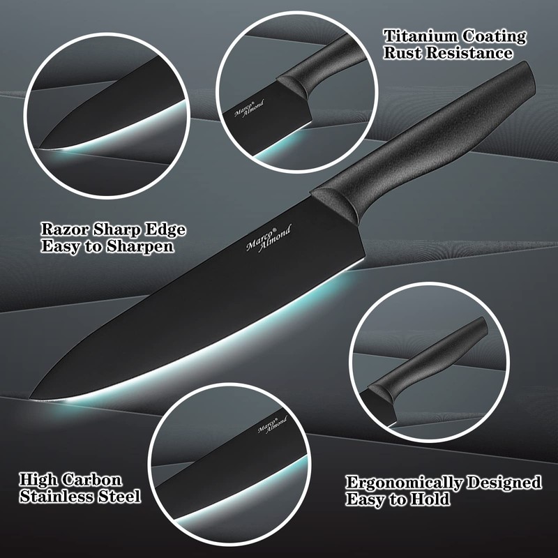 Kitchen Knife Set, KYA38 12-Piece Kitchen Knives Set with Covers,
