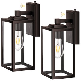 VIANIS 2 Pack Large Dusk to Dawn Exterior Garage Lighting Fixtures, Oil Rubbed Bronze Porch Lights Outdoor Wall Sconce Lantern, Modern Outside House Lights Wall Mount for Front Door, Coach