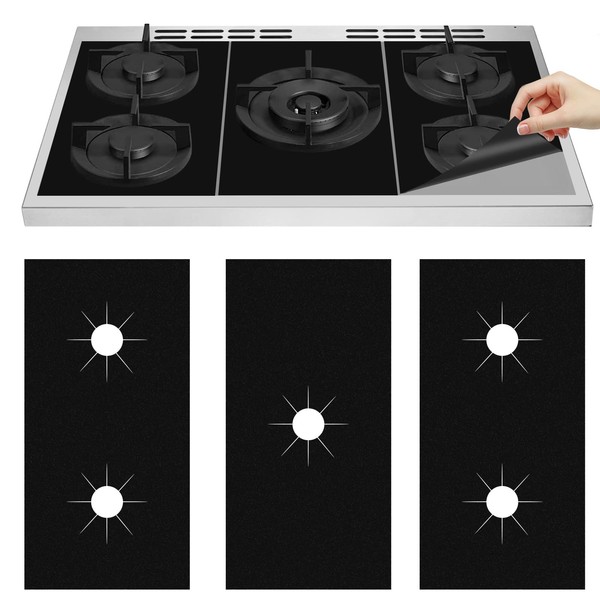 KIKIGOAL Gas Hob Covers for Gas Cookers, 3pcs Gas Hob Range Protectors Reusable Stove Burner Covers Liner, Non-Stick High Heat Resistant Hob Protector for Fast Kitchen Cleaning