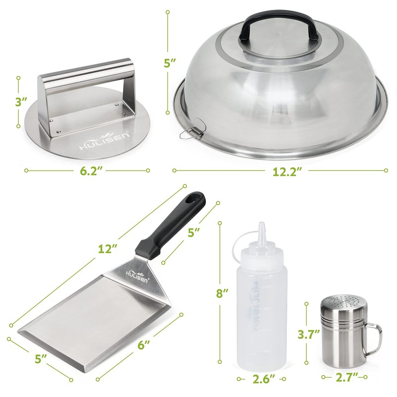 HULISEN Smashed Burger Kit, Burger Press, 12 Inch Basting Cover,