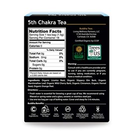 Buddha Teas - 5th Chakra Tea - Organic Herbal Tea - For Communication, Creativity & Self-Expression - With Licorice, Cinnamon & Aquamarine Essence - 100% Kosher & Non-GMO - 18 Tea Bags (Pack of 1)