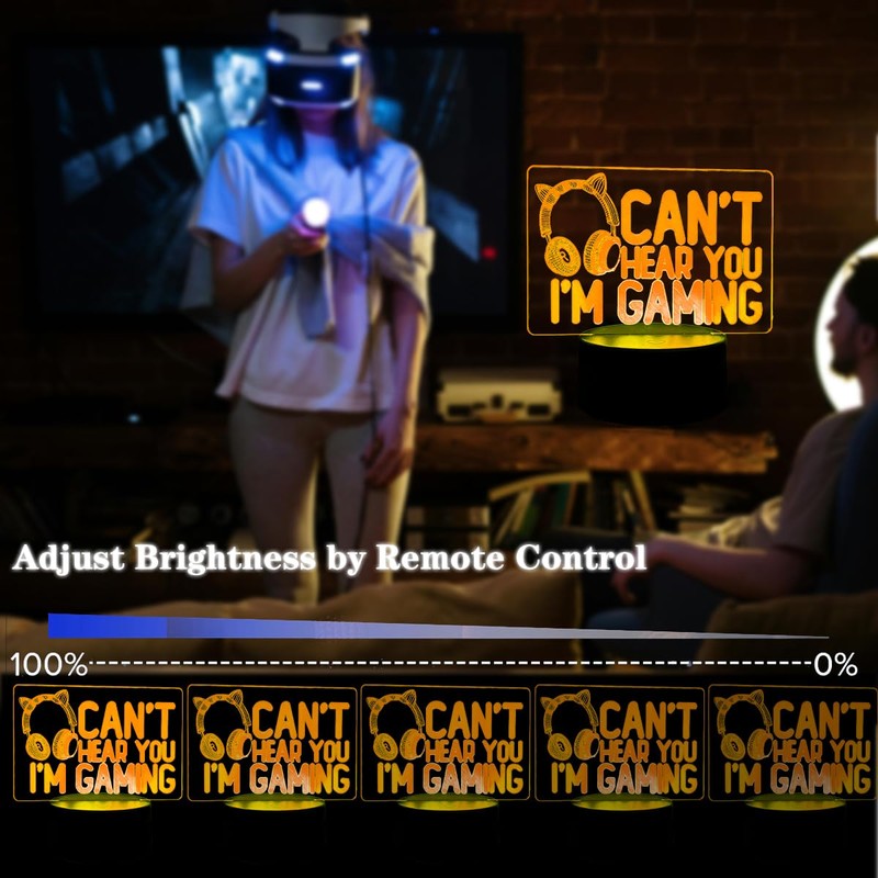 Deluisho Can't Hear You I'm Gaming Night Light, Anime 3D