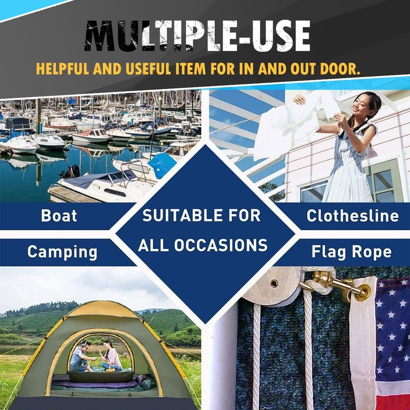 PerkHomy 90 ft 14 inch (7mm) Nylon Poly Rope Flag