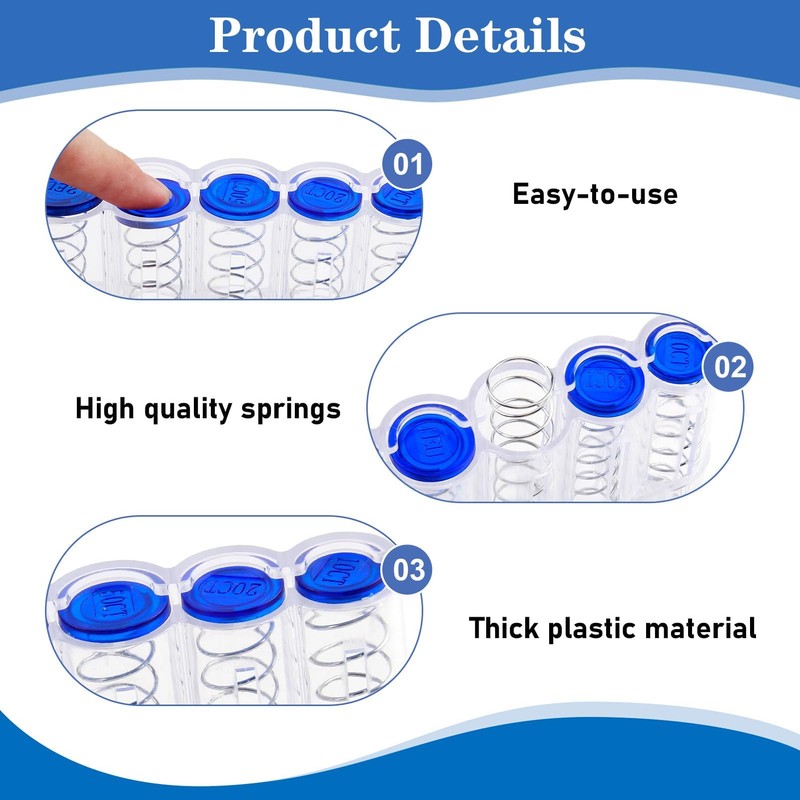 Coin Box with 5 Compartments, Transparent Coin Holder Car, Change