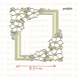 Juliyeh Flower Frame Metal Cutting Die for Card Making, Laced Rectangle Frame Metal Die Cuts Metal Embossing Lace Cutting Dies Stencils Scrapbooking Lace Flower Border Dies Cuts, silver