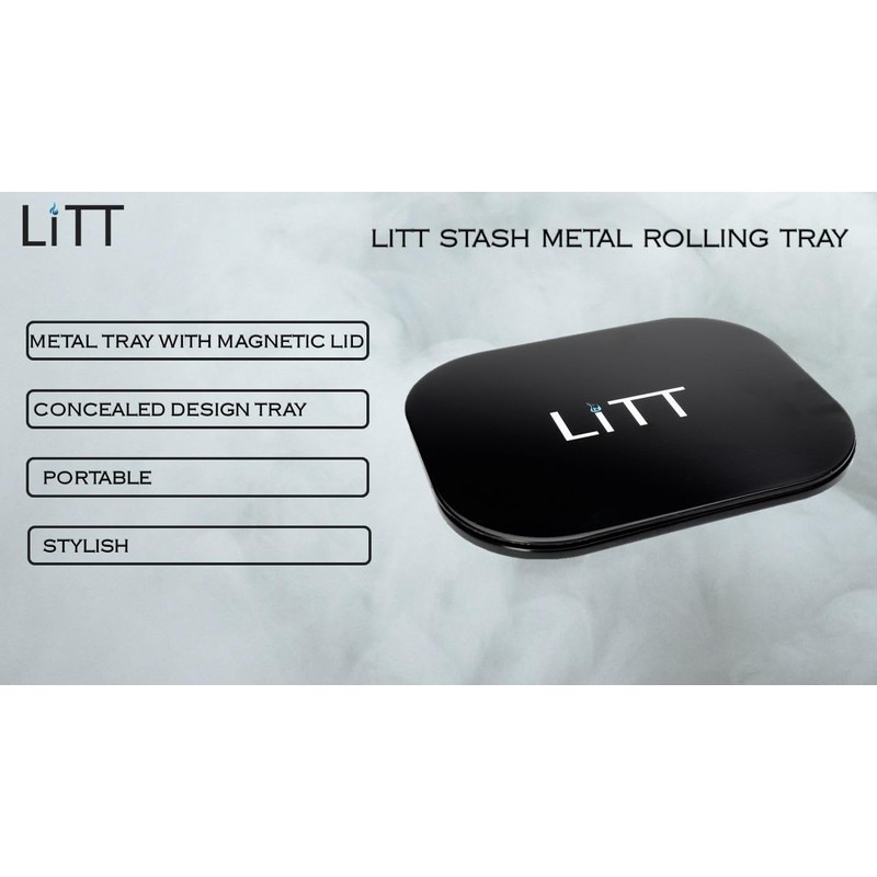 Litt Stash Metal Rolling Tray with Magnetic Rolling Lid- Smart