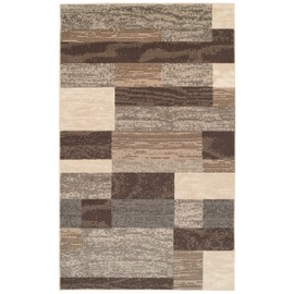 SUPERIOR Indoor Area Rug, Jute Backed, Modern Geometric Patchwork Floor Decor for Bedroom, Office, Living Room, Entryway, Hardwood Floors, Rockwood Collection, 4' x 6', Slate