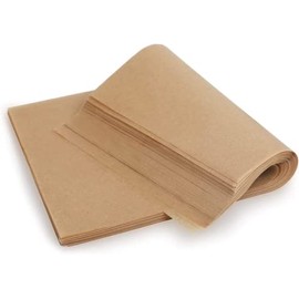 100 Sheets 25 * 35cm Brown Pre-Cut Baking Parchment Paper for Kitchen Cooking Pastries Catering Use Non-Stick Unbleached Dual-Sided Siliconized Recyclable Oven Safe Baking Paper