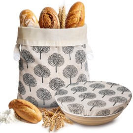 Lyvhoris Beeswax Bread Bag & Dough Proofing Bowl Cover Set, Reusable Sourdough Bread Storage Bags, Freezer Safe Bakery Essentials for Homemade Bread