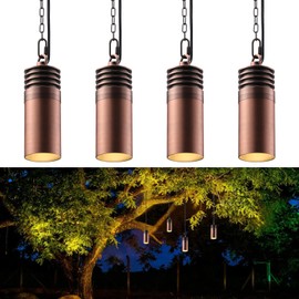 LEONLITE Low Voltage Hanging Landscape Lights, 12V Hanging Tree Lights, UL Listed, LED Outdoor Pendant Light for Gazebo, Pergola, Garden, Aluminum, IP65, 2700K Soft White, Red Bronze, Pack of 4