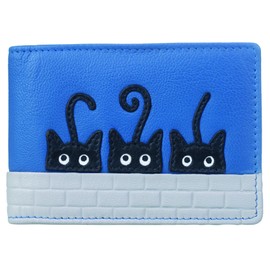 Mala Leather Peek a Boo Cats Travel/Credit Card Holder RFID Blocking 693_01 Blue