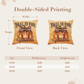 SEGXCFL Fall Pillow Covers 18x18 Set of 4,Football Velvet Throw Pillows Farmhouse Autumn Pillowcases Decorative Home Decor for Couch Sofa, Porch Bed Living Room Fall Home Decorations