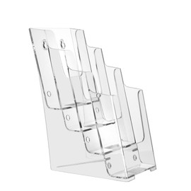 zavekia 2 Pack 4 Tier Acrylic Brochure Holder , 4-Inch Wide Clear Literature Holder Acrylic Pamphlet Holder Brochure Display Stand