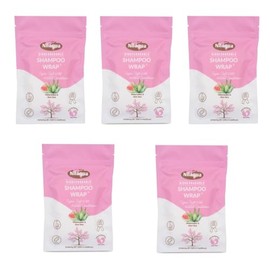Nilaqua NO Rinse Shampoo & Conditioner Cap - 100% Biodegradable Bamboo Wrap | Waterless Hair Wash for Elderly | Pleasant Fragrance - Watermelon and Aloe Vera 5pack | Antibac and Sulphate Free