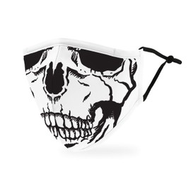 WEDDINGSTAR 3-Ply Adult Washable Cloth Face Mask Reusable and Adjustable with Filter Pocket - Skull