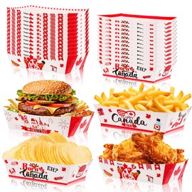 HOWAF Happy Canada Day Food Paper Trays Serving, Maple Leave Food Boats for 1th of July Canadian National Day Party Decoration Supplies, Canada Snack Trays