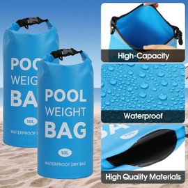 Ciweisah Pool Weights Bags for Steps Pool Ladder Weights with Heavy-Duty Handle Pool Sand Bag Waterproof Dry Bag for Above Ground Pool Steps Quick Release and Filling (Light Blue, 20L)