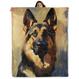 German Shepherd Dog Throw Blanket for Boys Girls Kids Adults Women, Fuzzy Warm Soft Cozy Flannel Blankets Gifts for Bedroom, Couch, Travel, Home Decor 50x60 in