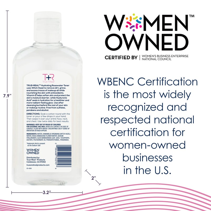 True+Real Rose Water Hydrating Toner, 16 oz