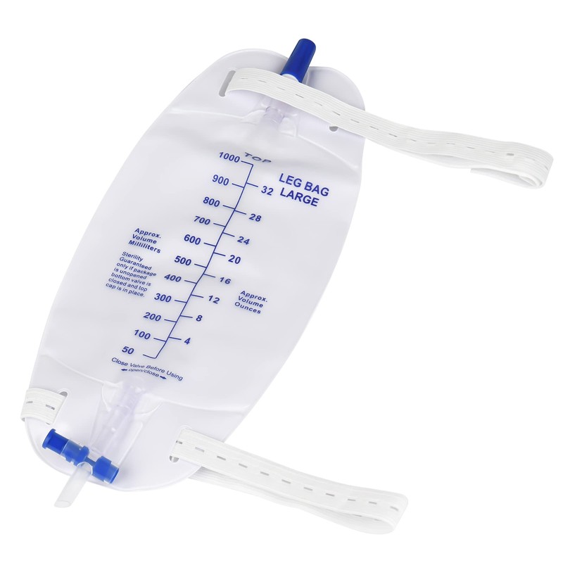 Easy-Tap Leg Bag Urinary Drainage Bag, 1000ml, Anti-Reflux Valve, Cloth