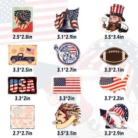 Kirako Set of 12 Patriotic Refrigerator Magnets Vintage American Flag Firework Gnome Magnetic Stickers USA 2nd Amendment for Kitchen Fridge Metal Door Mailbox Locker Cabinets Car Decor