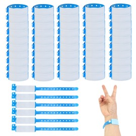 FloraMolly Wristbands for Events, 50Pcs Disposable Id Wrist Band Adults Waterproof PVC Teens Safety ID Bracelet for Festival Party Hospital Concert - Blue