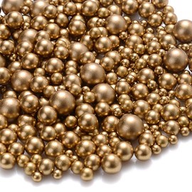 MKLKSDH 1000PCS No Hole Pearls, 3-8MM Gold Round Beads for Crafts No Hole, Faux Makeup Pearls Beads for Nail Face Art, Vase Fillers, Table Scatter, Wedding, Birthday Party Decoration