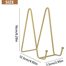 Plate Stand for Display, 4 Pcs Plate Holders 6 inch Photo Display Stand Metal Picture Frame Stands Gold Easel for Display Photo Art Books