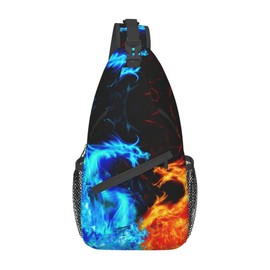 MEDTOGS Sling Bag Flame Dragon Sling Backpack Crossbody Bag water resistant Shoulder Chest Bags for men women Travel Hiking Gym anti theft