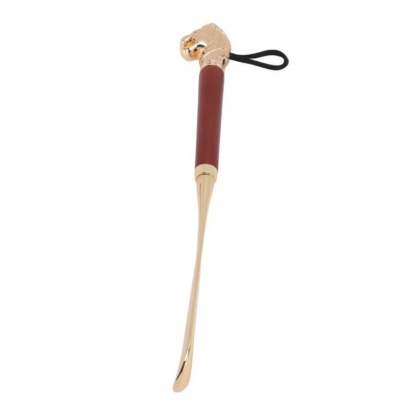 Lion Head Alloy Shoehorn Ergonomic Curves Metal Long Shoehorn with
