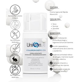 HYALURON BIOTIC-CERA Crema Hidratante Facial Protección y Regeneración de la Función Barrera de la Piel Relleno de Arrugas, 50 ml
