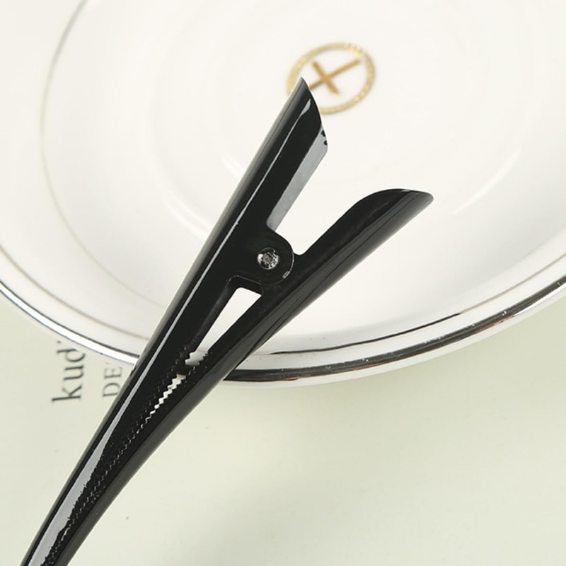 12 Piezas Pinza Pelo de Pato Grande Negra de Metal,