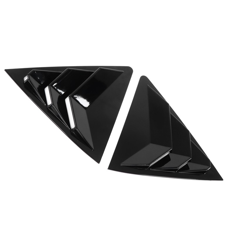 2pcs Gloss Black Rear Side Window Louvers Trim Air Vent
