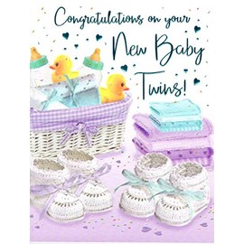 Piccadilly Greetings Newborn Twins Greetings Card 14 x 19 cm Congratulations On Your New Baby Twins Quality Card