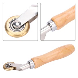 KooingTech Brass Seam Roller, 6mm Brass Detail Penny Roller, Welding Handheld Roller with Wood Handle, Handheld Seam Roller Professional Spline Roller Tool for PVC/TPO/EPDM Single Ply Roofing Tape