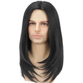 One has a black wig, the man has direct hair and a heat-haired men's wig for his party walk