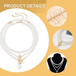 Vintage Imitation Pearl Necklace, Short Multi Layer Choker Pearl Necklace, Pearl Necklace with Pendant, Faux Pearl Necklace, Costume Necklace for Women