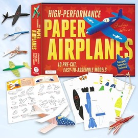 High-Performance Paper Airplanes Kit: 10 Pre-cut, Easy-to-Assemble Models: Kit with Pop-Out Cards, Paper Airplanes Book, & Catapult Launcher: Great for Kids and Parents!