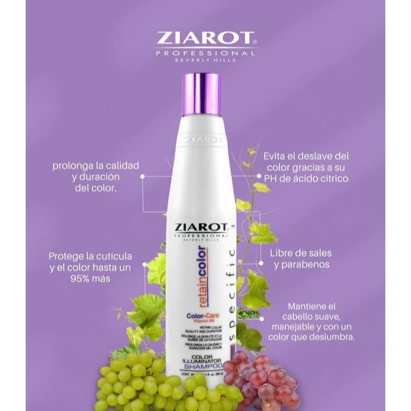 Color Illuminator, shampoo para Cabello Teñido, Ziarot 290ML, Sin Sales